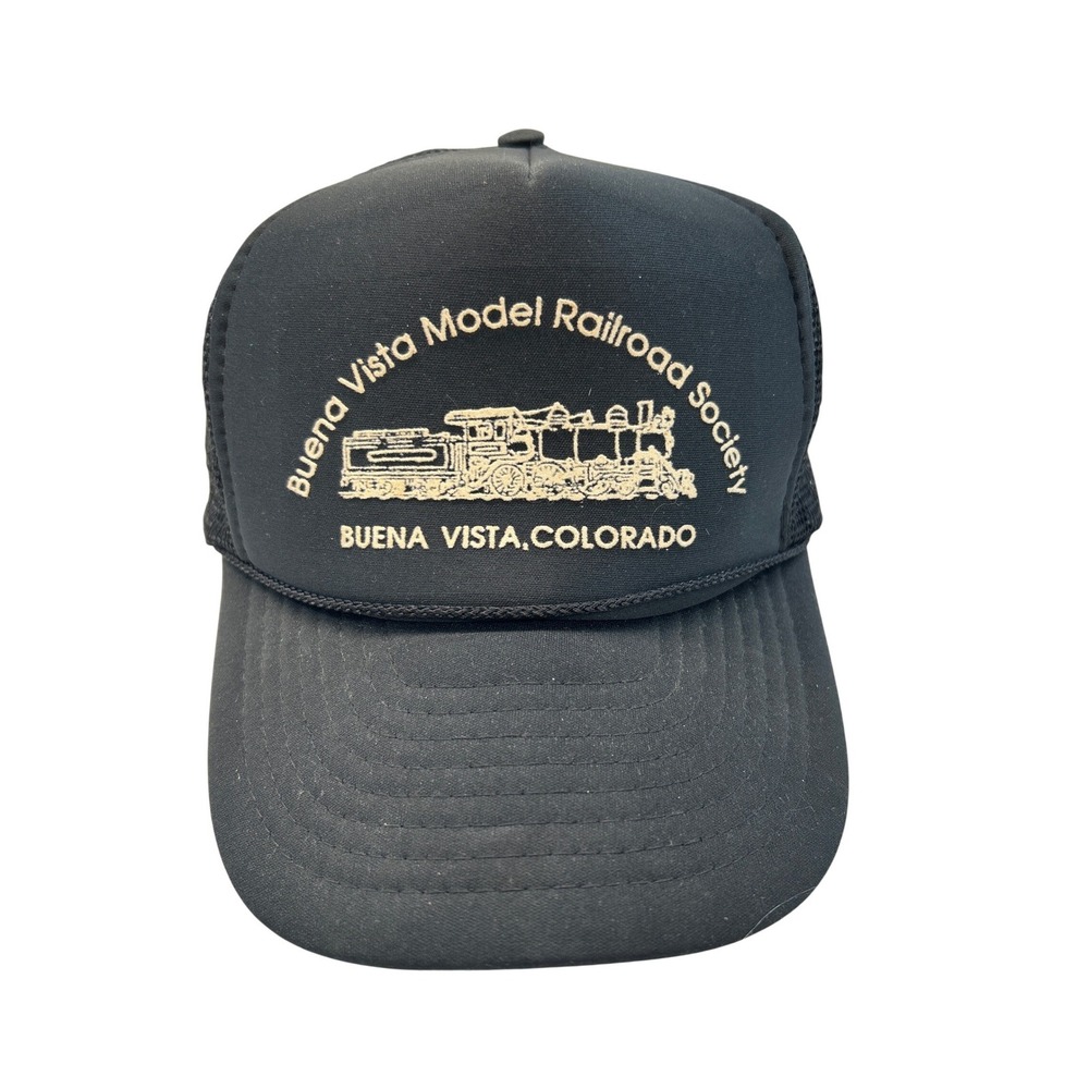 Nissin Trucker Hat Black Buena Vista Model Railroad Society Vintage Cap Mesh